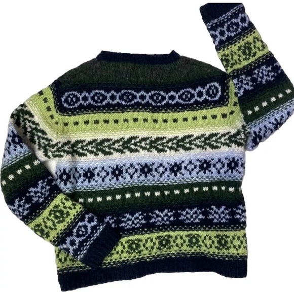 Vintage Fair Isle Zip Cardigan 90s Retro Tangents Wool Blend Sweater Women's S - Picture 3 of 11